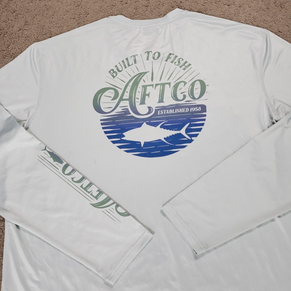 AFTCO Shirt Men XXL Long Sleeve Performance Fishing UPF Sun Lightweight